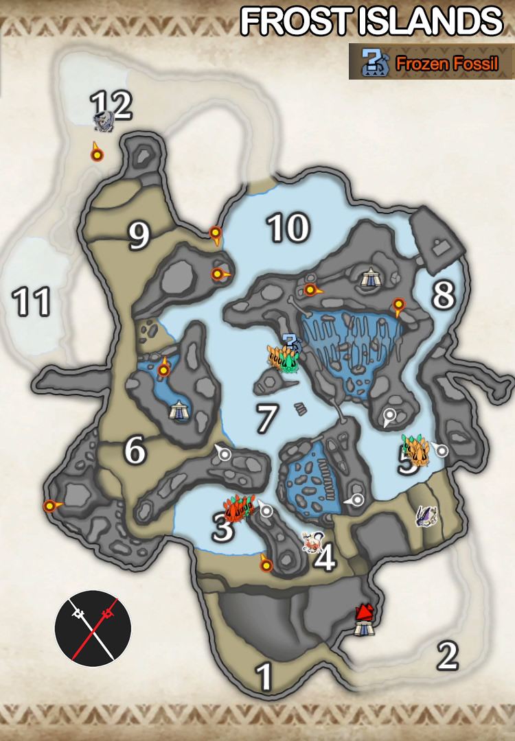 frozen fossil frost islands locations map monster hunter rise wiki guide