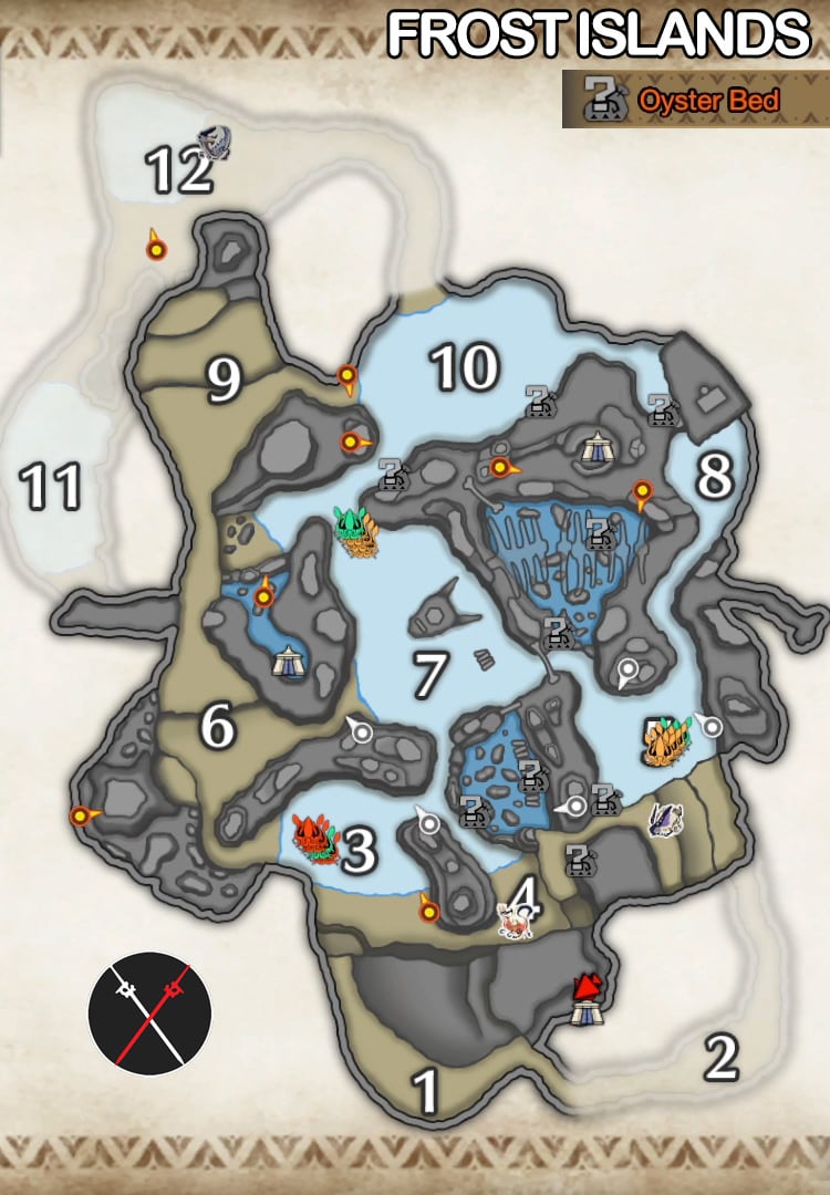 oyster bed frost islands locations map monster hunter rise wiki guide